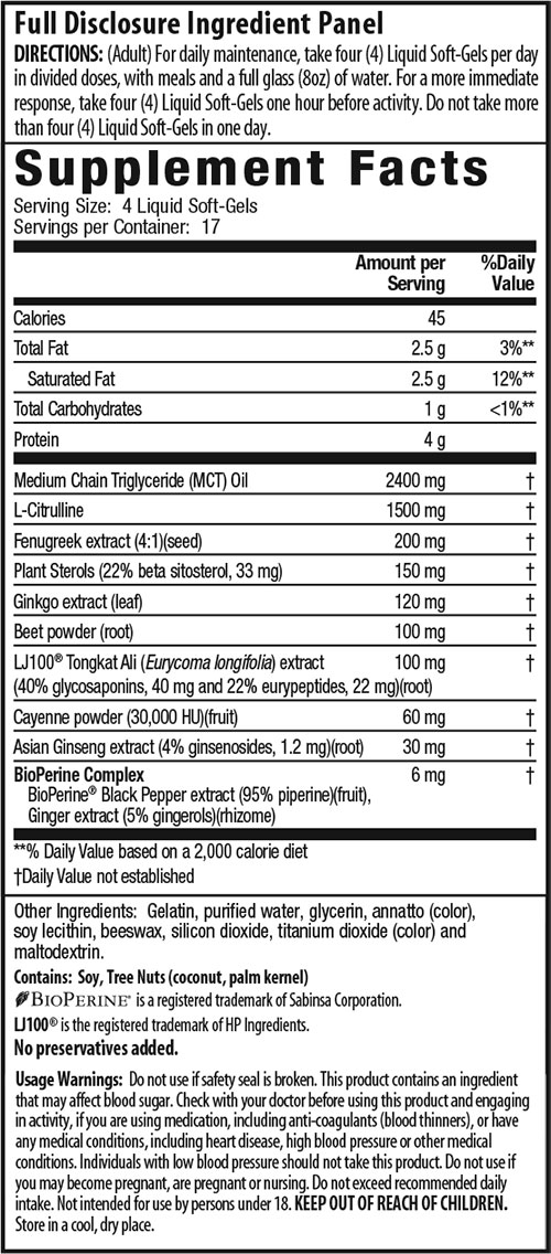 Irwin Naturals Testosterone Mega Boost RED Supplement Facts